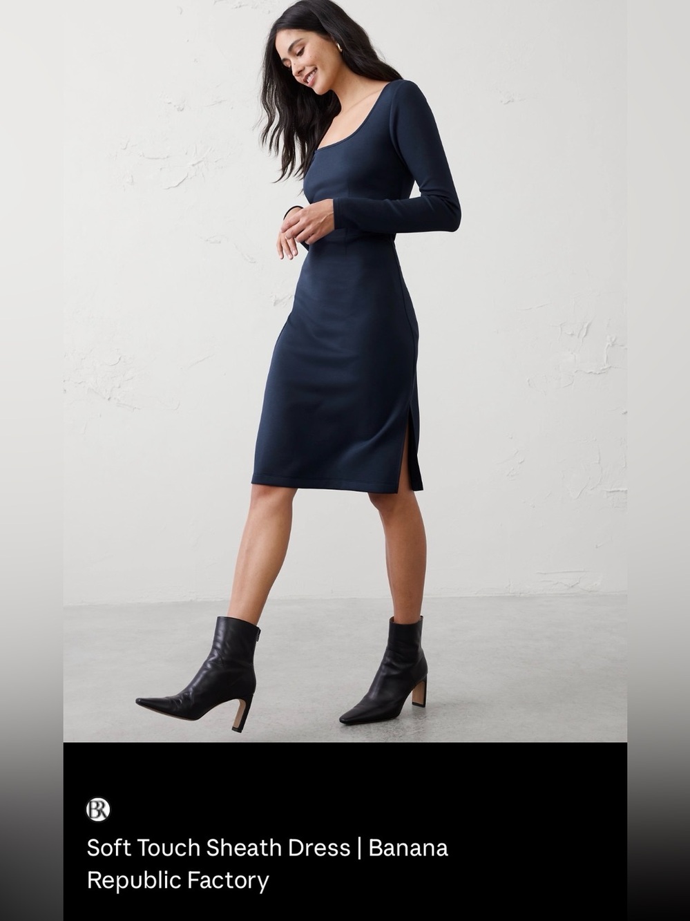 Banana Republic Factory Soft Touch Sheath Dress — Navy — Size M